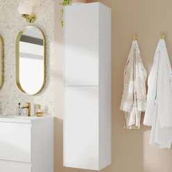 Colonne de salle de bains blanc mat 2 portes l.40 x H.160 x P.36 cm Levanna