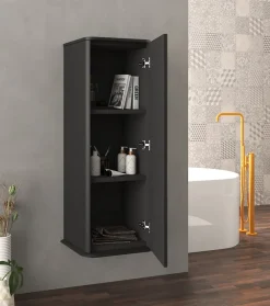 Colonne de salle de bains à suspendre 1 porte H.123 cm, noir mat, IDRA
