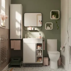 Colonne de salle de bains suspendue avec porte-serviettes blanc mat l.36 x H.115 x P.30 cm, GoodHome Maza