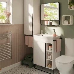 Colonne de salle de bains suspendue avec porte-serviettes blanc mat l.36 x H.115 x P.30 cm, GoodHome Maza