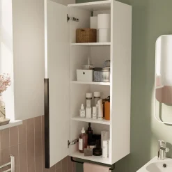 Colonne de salle de bains suspendue avec porte-serviettes blanc mat l.36 x H.115 x P.30 cm, GoodHome Maza