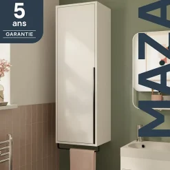 Colonne de salle de bains suspendue avec porte-serviettes blanc mat l.36 x H.115 x P.30 cm, GoodHome Maza