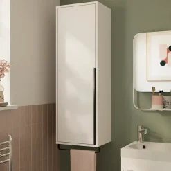Colonne de salle de bains suspendue avec porte-serviettes blanc mat l.36 x H.115 x P.30 cm, GoodHome Maza