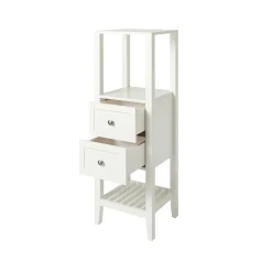 Colonne de salle de bains à poser 2 tiroirs et 2 niches blanc mat L.40 x H.120 x P.36 cm, GoodHome Perma