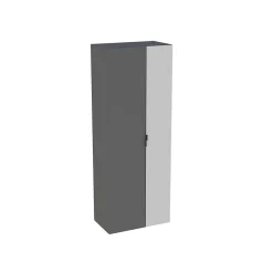 Colonne de salle de bains suspendue 2 portes gris anthracite brillant et miroir l.60 cm x H.160 x P.35 cm, Pamili