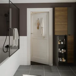 Colonne de salle de bains suspendue faible largeur effet noyer l.20 x H.90 x P.36 cm, GoodHome Imandra