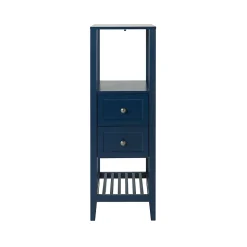 Colonne de salle de bains à poser 2 tiroirs et 2 niches bleu mat L.40 x H.120 x P.36 cm, GoodHome Perma