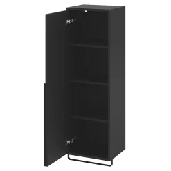 Colonne de salle de bains suspendue avec porte-serviettes noir mat l.36 x H.115 x P.30 cm, GoodHome Maza