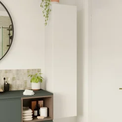 Colonne de salle de bains l.35 x H.150 x P.30 cm blanc mat Kentia