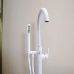 Colonne de sol mécanique blanc mat pour baignoire ilot Essebagno Charme II