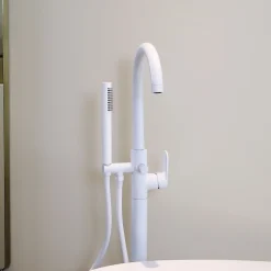 Colonne de sol mécanique blanc mat pour baignoire ilot Essebagno Charme II