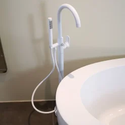Colonne de sol mécanique blanc mat pour baignoire ilot Essebagno Charme II