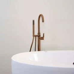 Colonne de sol mécanique cuivre brossé pour baignoire ilot Essebagno Charme II