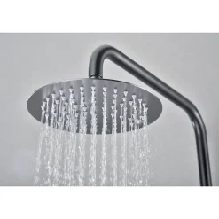 Colonne douche noire gun metal en acier et laiton avec mitigeur monocommande et douchette extensible