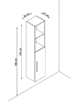 Colonne meuble de salle de bains Lisa l.30 x H.140 x P.27 cm, blanc mat