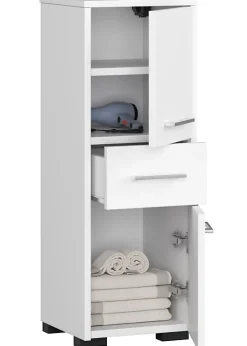 Colonne salle de bain, 2 armoires, 140 x 30 x 30 cm, blanc mat