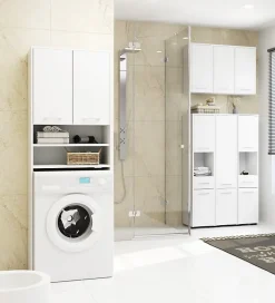 Colonne salle de bain, 2 armoires / 1 tiroir, 140 x 30 x 30 cm, blanc mat