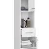 Colonne salle de bain, 140 x 30 x 30 cm, blanc mat, blanc brillant