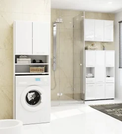 Colonne salle de bain, 140 x 30 x 30 cm, blanc mat, blanc brillant