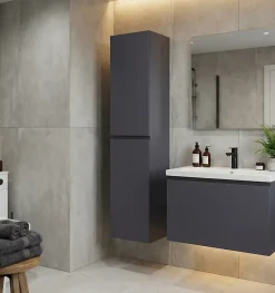 COLONNE salle de bain Armoire de rangement APOLLO LAQUE GRIS GRIS KIT