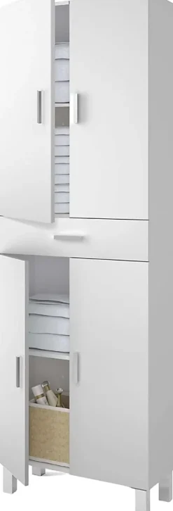 Colonne salle de bain avec 4 Portes coloris blanc brillant - 182 x 60 x 29 cm