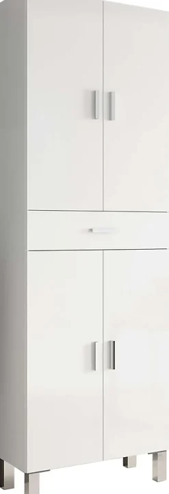 Colonne salle de bain avec 4 Portes coloris blanc brillant - 182 x 60 x 29 cm
