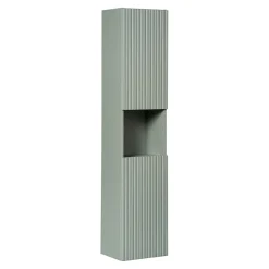 Colonne salle de bain ELVINA 2 portes H140 cm Coloris vert sauge pastel Meuble suspendu