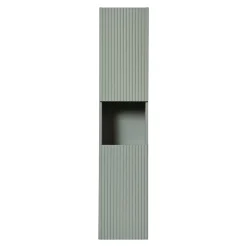 Colonne salle de bain ELVINA 2 portes H140 cm Coloris vert sauge pastel Meuble suspendu