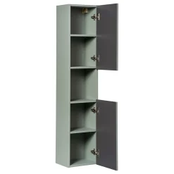 Colonne salle de bain ELVINA 2 portes H140 cm Coloris vert sauge pastel Meuble suspendu