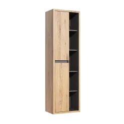 Colonne salle de bain MATT 170 cm Chene clair et gris anthracite Design suspendu moderne