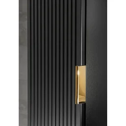Colonne salle de bain NOXERA 1 porte Noir mat Design rainuré et poignées personnalisables