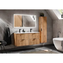 Colonne salle de bain suspendue NOXERA 1 porte Coloris chene wotan Hauteur 140 cm