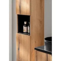Colonne salle de bain VANO 2 portes et 1 niche Chene L30 x P25 x H140 cm Meuble suspendu