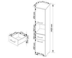 Colonne salle de bains AKORD FIN Chêne Sonoma 30 cm 2 portes 1 tiroir façade Chêne Sonoma 5 étagères 30x30x140 cm