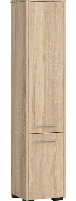 Colonne salle de bains AKORD FIN Chêne Sonoma 30 cm 2 portes façade Chêne Sonoma 5 étagères 30x30x140 cm