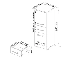 Colonne salle de bains AKORD FIN Chêne Sonoma 30 cm 2 portes 1 tiroir façade Chêne Sonoma 3 étagères 30x30x85 cm