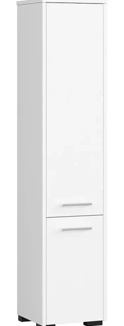 Colonne salle de bains AKORD FIN Blanche 30 cm 2 portes façade Blanche 5 étagères 30x30x140 cm