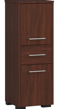 Colonne salle de bains AKORD FIN Wengé 30 cm 2 portes 1 tiroir façade Wengé 3 étagères 30x30x85 cm