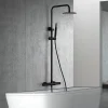 Colonne vasquedouche noire acier et laiton avec douchette anticalcaire et mitigeur thermostatique