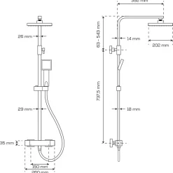 Combiné de douche et douchette SQUARE - Chromé