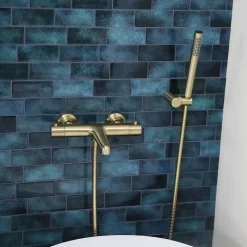 Combiné support de douche or brossé 3 pièces Essebagno Luisa