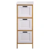 Commode de Salle de Bains 3 Tiroirs MDF Bambu Blanc Marron Rebecca Mobili
