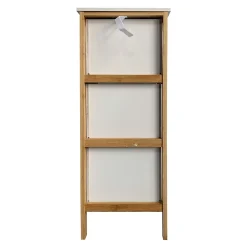 Commode de Salle de Bains 3 Tiroirs MDF Bambu Blanc Marron Rebecca Mobili
