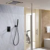 Composition de douche Ciel de pluie 400x400 mm noir mat led, thermostatique, Secax