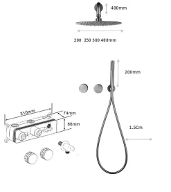 Composition de douche SC34 en laiton chromé collection Erymanthe