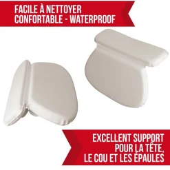 Coussin, oreiller de bain avec ventouses pour baignoire, Spa - Blanc - Vivezen
