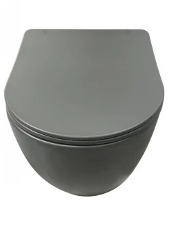 Cuvette suspendue sans bride KELOS Flush Gris Foncé avec abattant