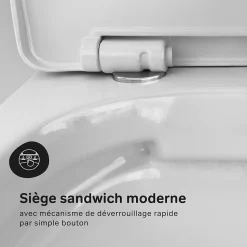 Cuvette WC Suspendu Blanc Toilette Suspendu FlashClean WC sans rebord avec couvercle de siège SoftClose, CXB1701SC Blanc AM.PM