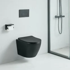 Cuvette WC suspendu CARCEO noir mat - sans bride et avec frein de chute