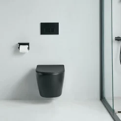 Cuvette WC suspendu CARCEO noir mat - sans bride et avec frein de chute